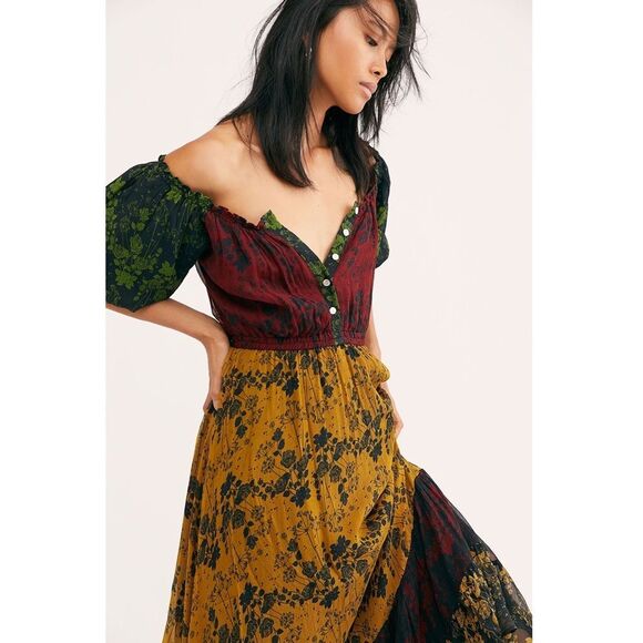 Free People x Carolina K Alexa Off Shoulder Chiffon Dress - Picture 1 of 10